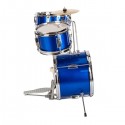 Glarry 13"x8" 3-Pieces Junior Kids Child Drum Set Kit Pedal Drum Stick Wrench Drum Stool Blue