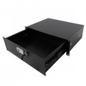 [US-W]19" 3U Steel Plate DJ Drawer Equipment Cabinet with Keys Black